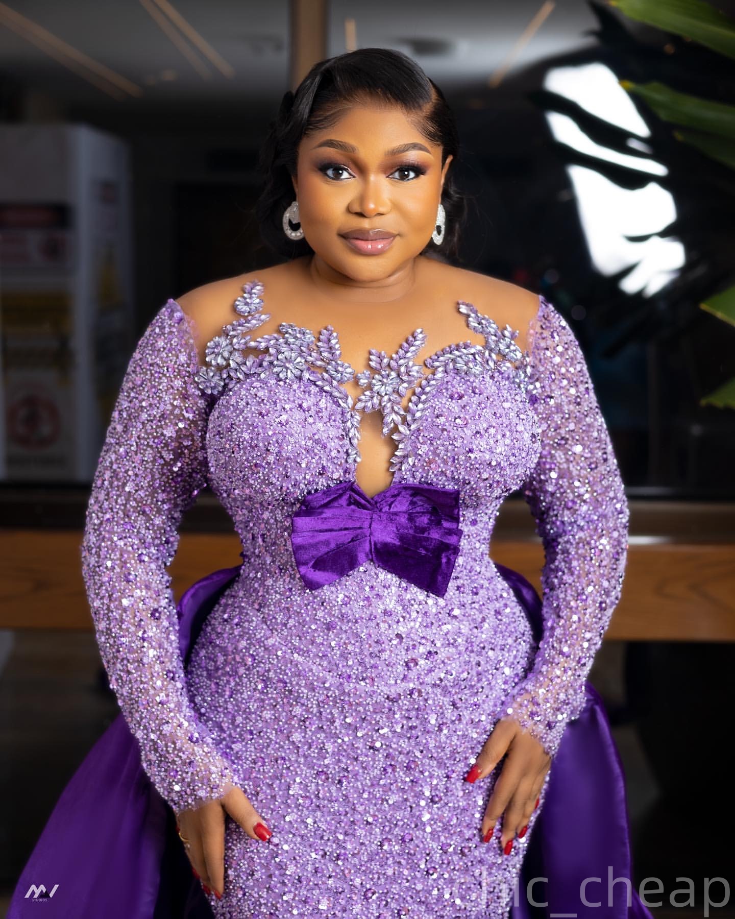 Sheath Lilac Plus Size Prom Dresses 2025 Sequined Crystals Detachable Train Evening Formal Party Second Birthday Engagement Gowns Dress For Special Oc