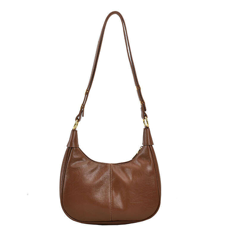 Design popular versatile underarm oil wax leather trendy ins, niche texture single shoulder crossbody bags, 2025 new style, chic and elegant temperame
