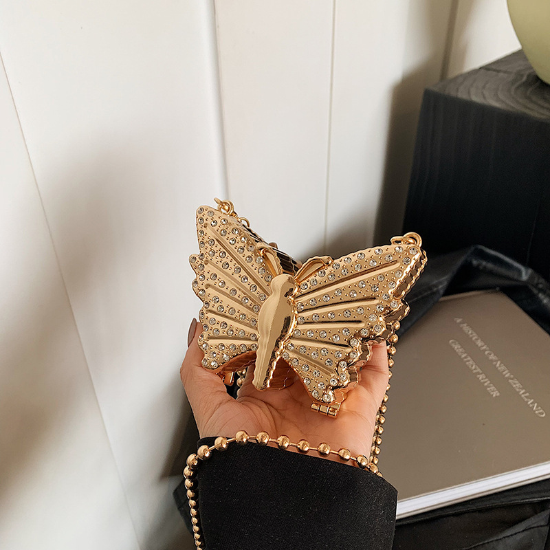 Free Delivery Designer Bag Fashion Niche Butterfly Socialite Dinner For Women 2025 New Simple Diamond Chain Shoulder Mini Mouth Red Envelope Luxury Ba