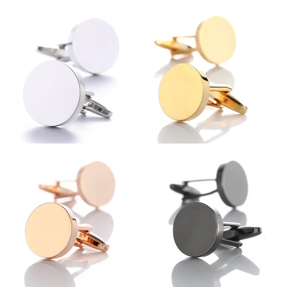 High Quality Blank Mens Cufflinks French Style Shirt Gold Plated Simple Cuffs Buttons Copper Metal Gemelos Male Jewelry Accessor 250515