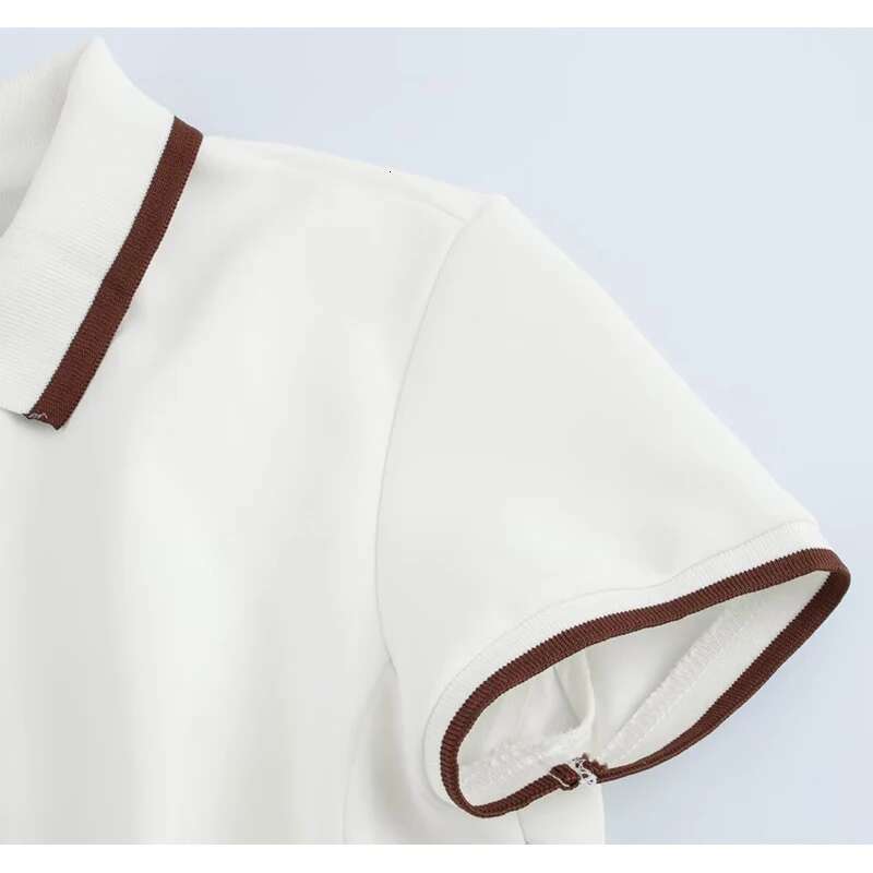 TRAF 2025 White For Women Polo Shirt Spring Mini Dress Woman Ribbed Short Sleeve Womens Dresses Elegant Vestidos
