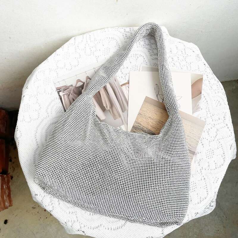 Rhinestones Evening Purses And Handbag Designer Hobo Shoulder Shiny Crystal Clutch Purse Bucket Bag