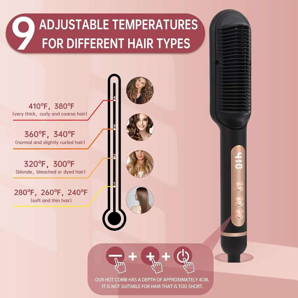 AP02 Negative Ionic Brush, Fast Heating, Anti-Scald & Auto-Shut Off Hair Brush Straightener for Women