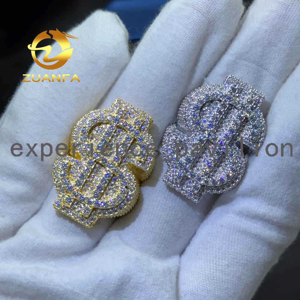 Jewelry Gold Plated Vvs Moissanite 925 Sterling Rapper Rings for Men Hip Hop Ring US Dollar Moissanite Ring