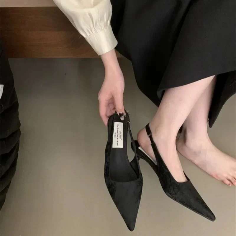 Women's 2025 Fashion Party Pumps Thin High Heels Elastic Band Ladies Summer New Elegant Dress Shoes Woman Heeled Sandals