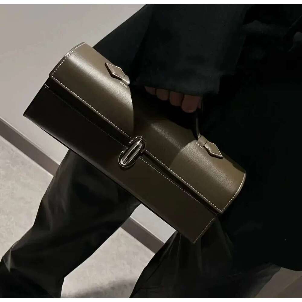 Brand Genuine Leather Women's Handbags Cowhide Small Square High Quality Savette Baguette Bag