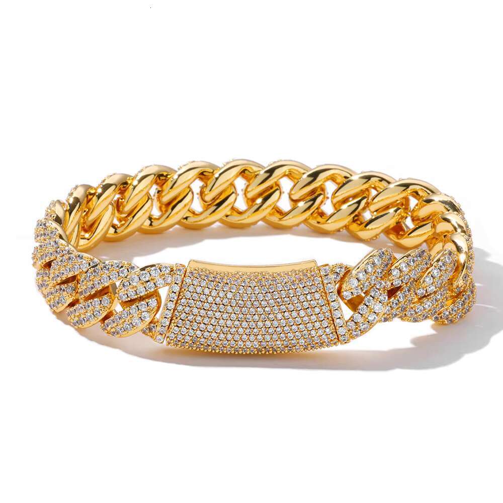 Hip Hop 13mm S925 Silver Double Row Moissanite Bubble Cuban Chain Customizable Bracelet for Men