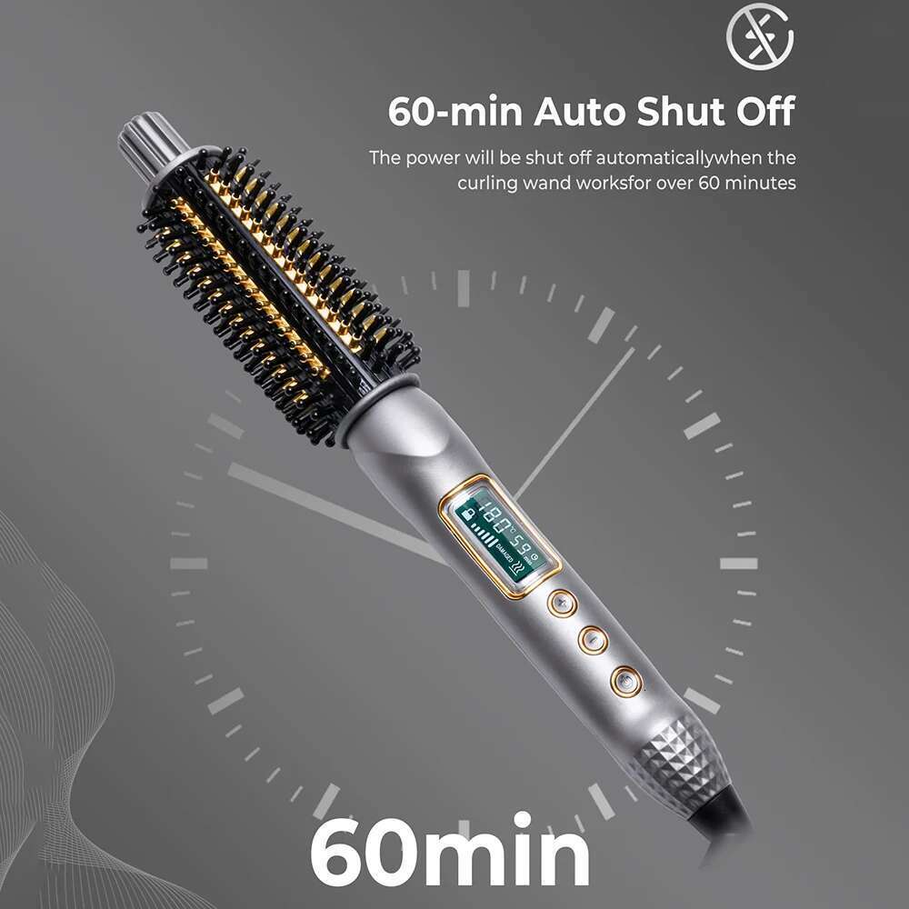 32mm Curling Ceramic Ionic Curler Straightener Anti-Scald Volumizing Hair Iron Heated Brush Electric Hot Comb