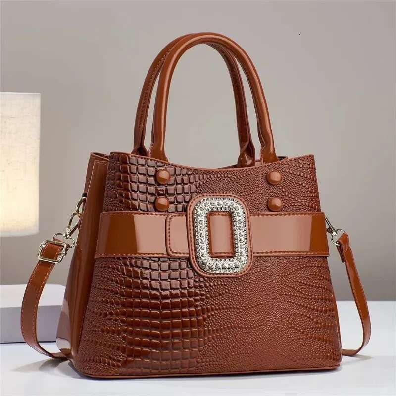 Fashionable New Women's 3-Layer Handbag Trendy Bright Leather Shoulder Large Capacity Crossbody City Commuter Tote Bag Women
