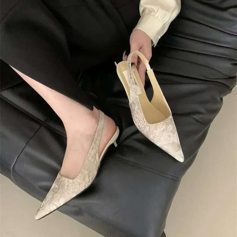 Women's 2025 Fashion Party Pumps Thin High Heels Elastic Band Ladies Summer New Elegant Dress Shoes Woman Heeled Sandals