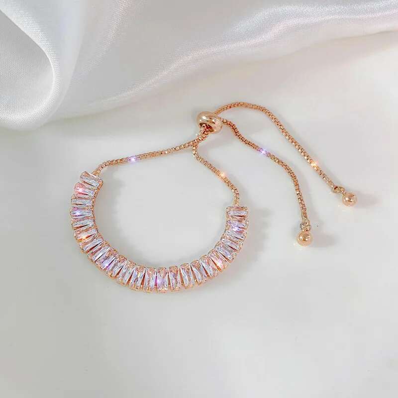 Full Of Rhinestone Stainless Steel Bracelet For Women 2022 New Designer Shiny Zircon Adjustable Bracelets Jewelry Gift