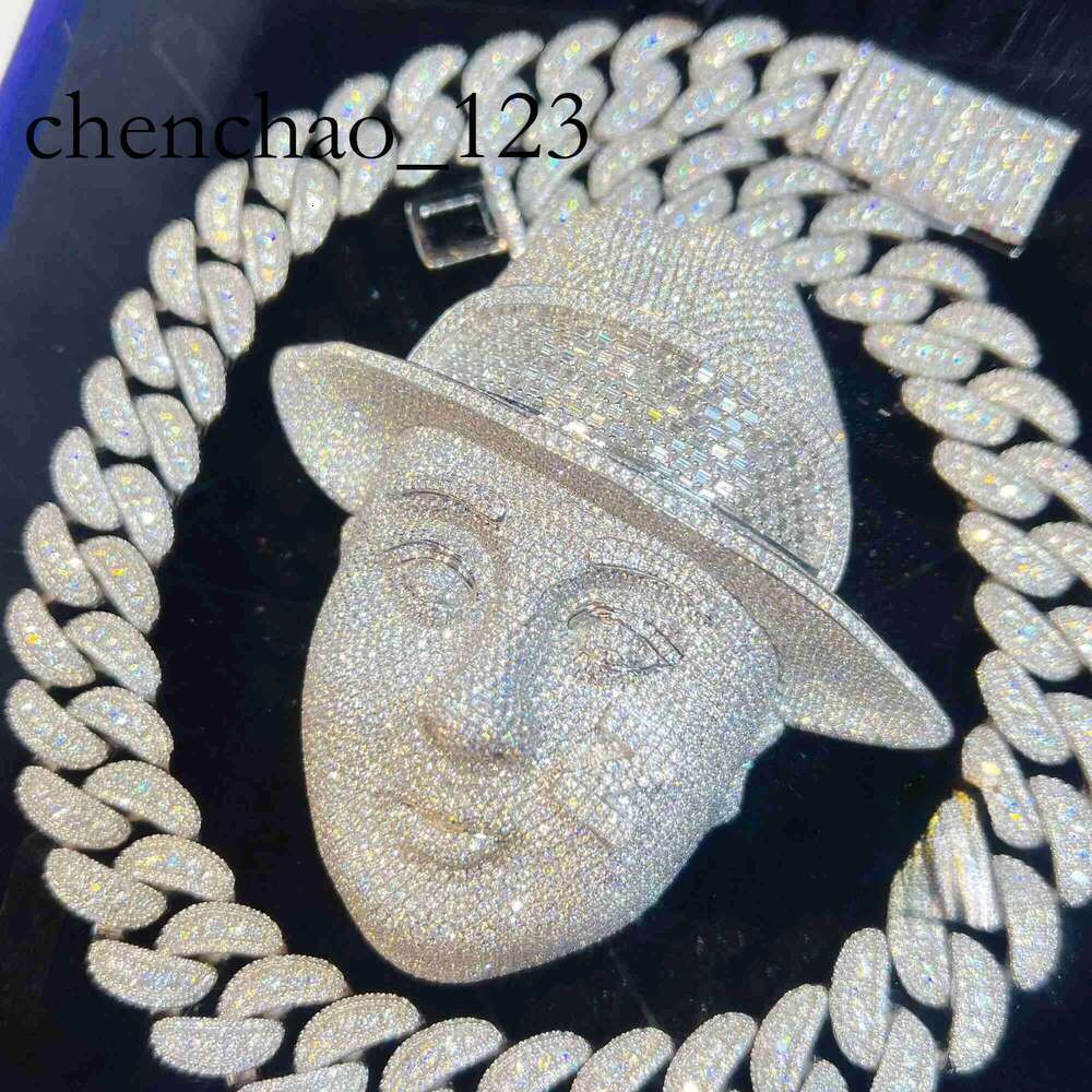 Pendant Necklaces 18MM VVS Moissanite Iced Out Dia Gold Color Sterling Sier Men Necklace Miami Cuban Link Chain