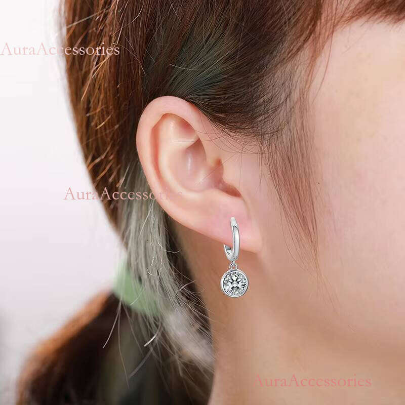 Fine Wedding Jewelry New Arrival White Gold Plated Sterling Sier 1ct VVS Moissanite Dia Drop Earrings for Women