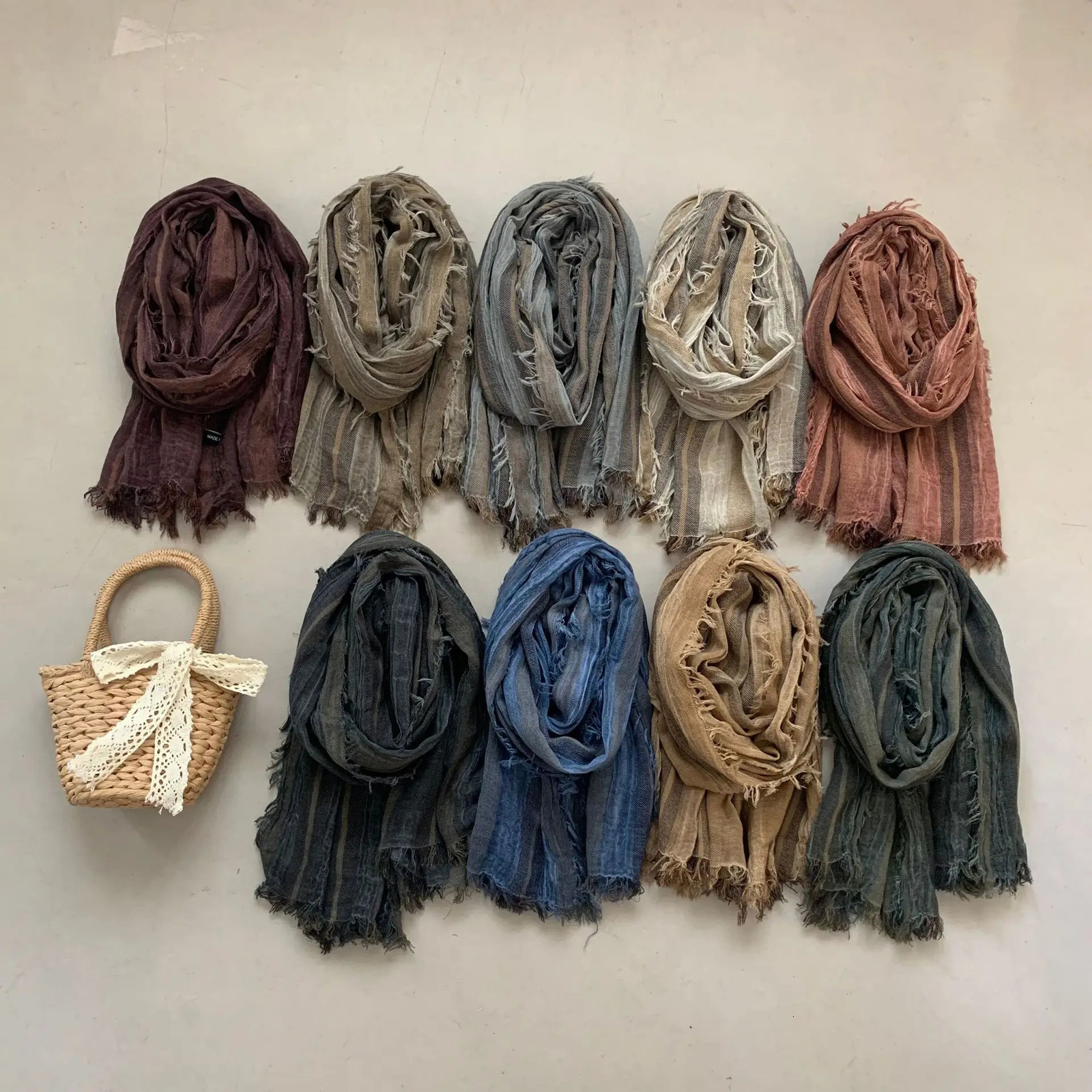 Cotton Linen Tie-dye Striped Mens Scarf Autumn Winter Warm Men Scarves Tassel Long Shawl Male Accessories Bufanda Wraps 250514