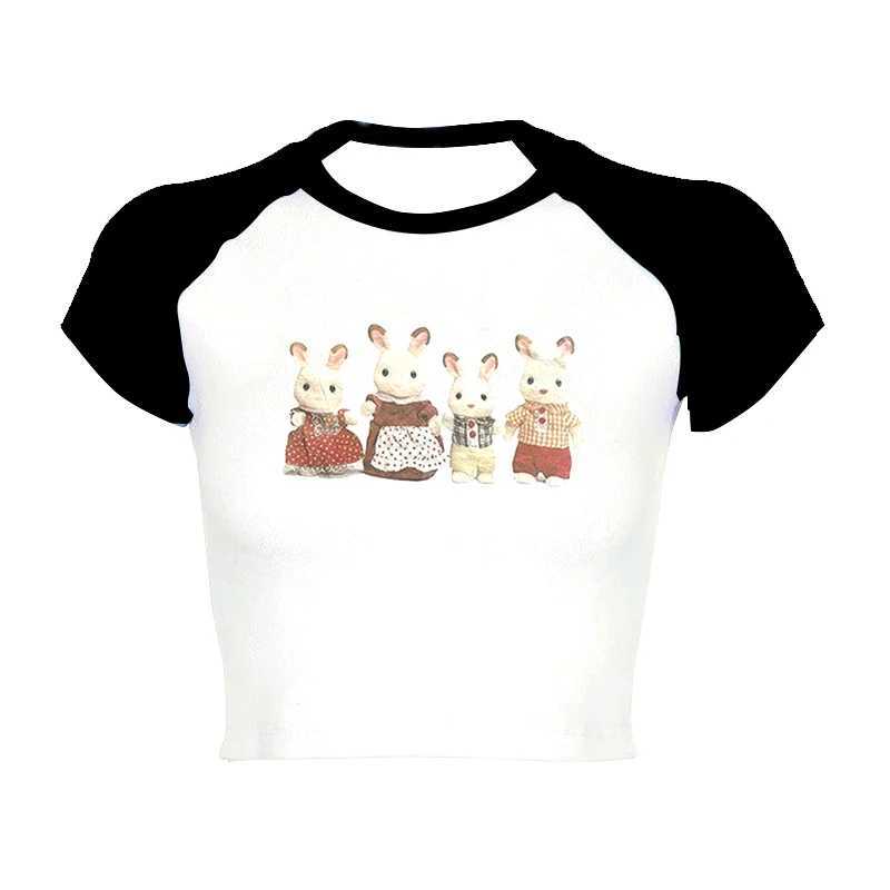 2000s Top Aesthetics Letter Print Baby Tees Y2k Style Streetwear Short Sleeve Cute Vintage Crop Top Women Fashion Punk Emo Girls M250515