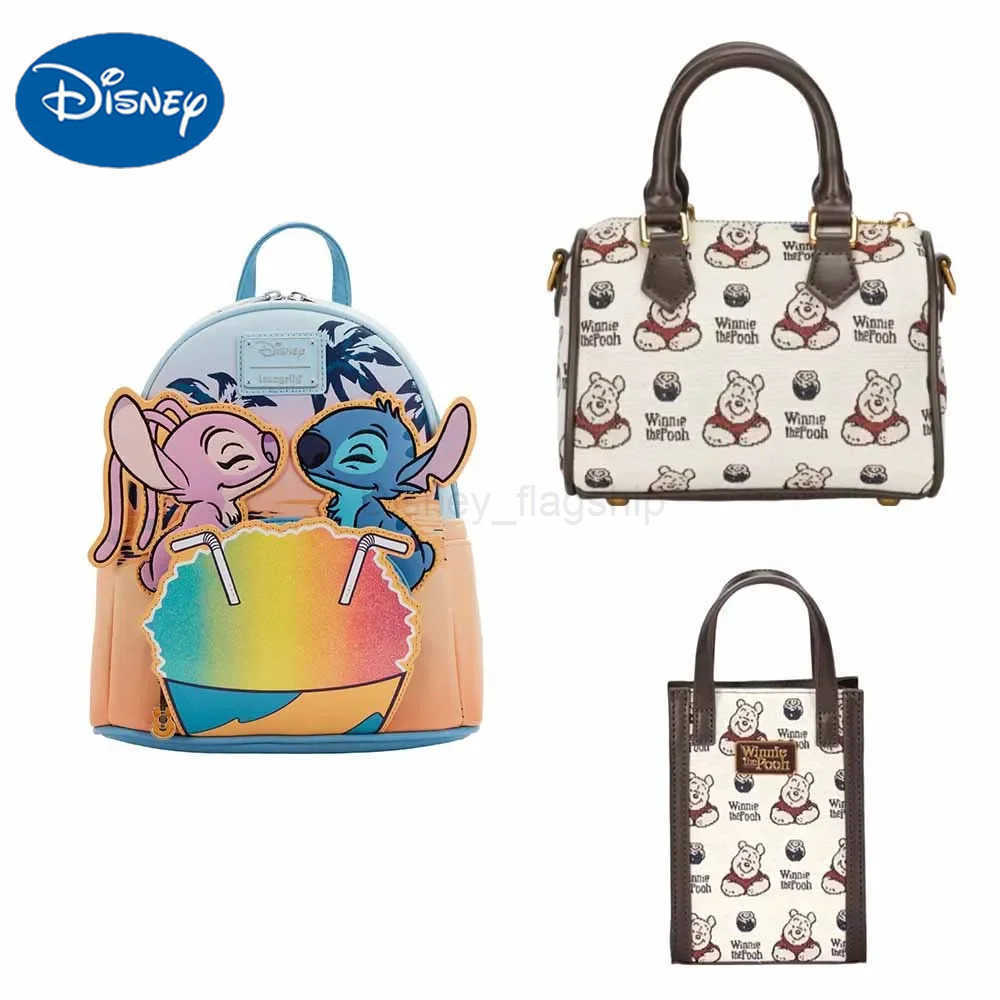 Disney Pooh Bear Fashion PU Leather Women Backpack Lady Handbag Wallet Storage Bags Cartoon Stitch Winnie The PoohXJ250515