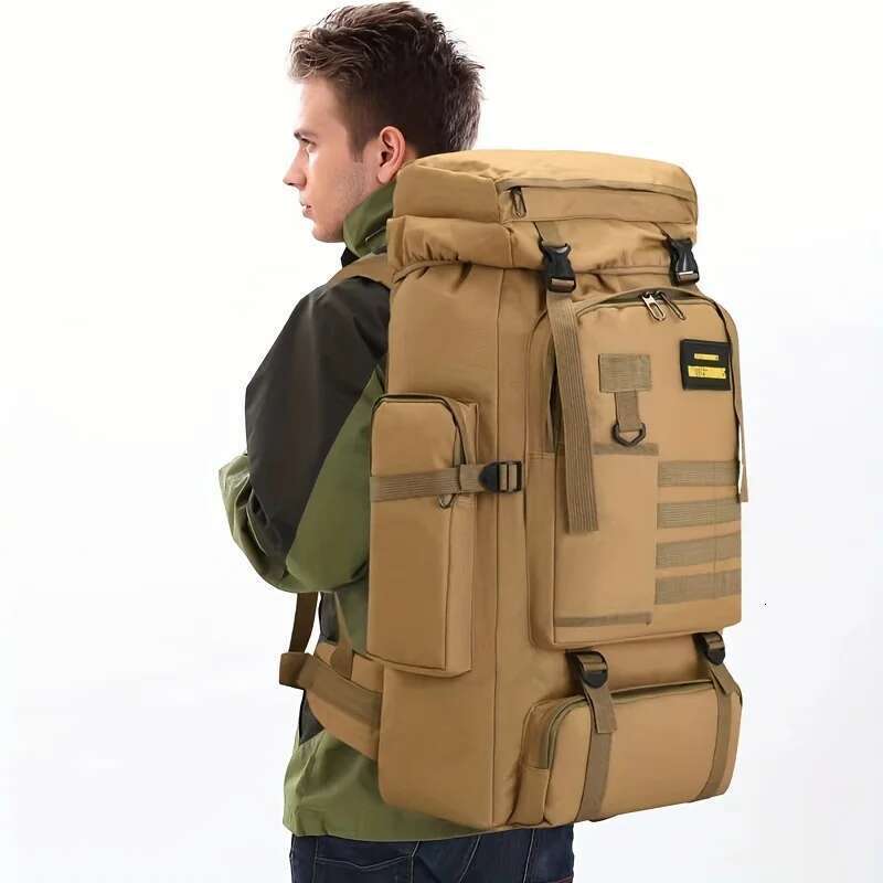 70L Camping Backpack Mountaineering For Men Travel Outdoor Sport Molle Rucksack Hunting Shoulder Lage Large Bag