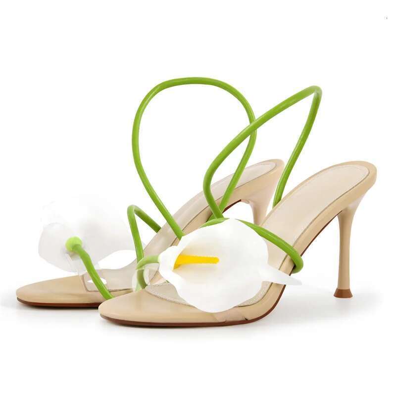 Onlymaker Women Open Toe Flower Sandals Wedding Dressy Summer Heels