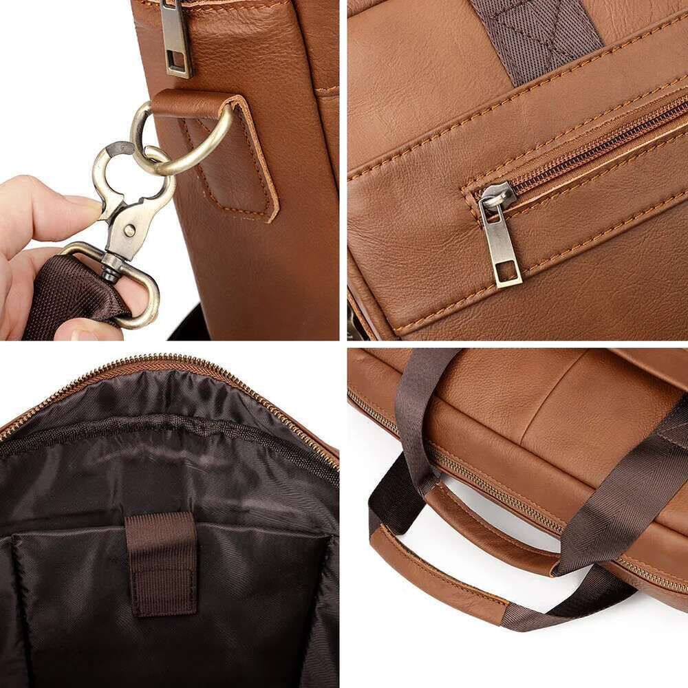 HUMERPAUL Briefcase Men Genuine Leather Shoulder Messenger Bags Business Computer For Work Travel Male Totes Bag Quality