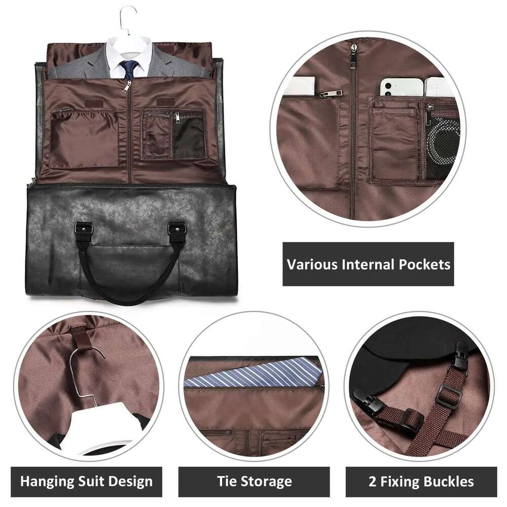Geestock PU Suit Large Capacity Carrying Garment Business Flight Lage Travel Bag With Shoe Pouch For Men Women