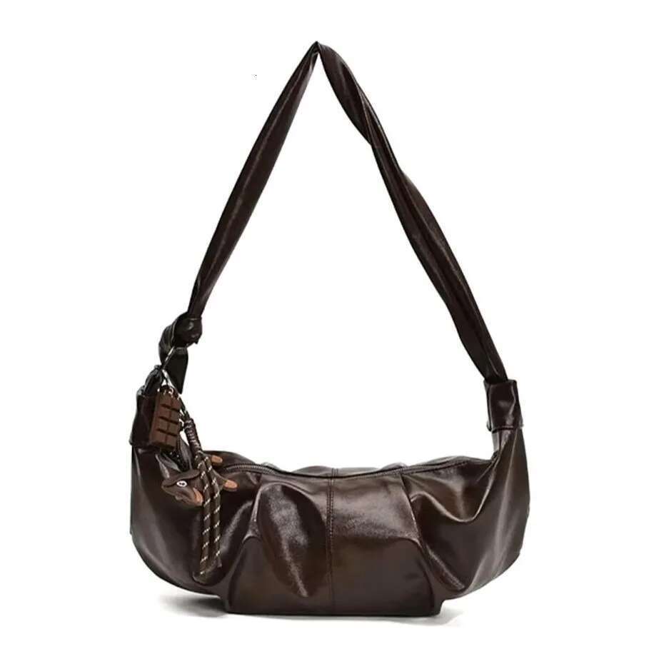 2025 New Retro Women's Lazy Style Large Capacity Horn With Wide Shoulder Strap Crossbody Bag