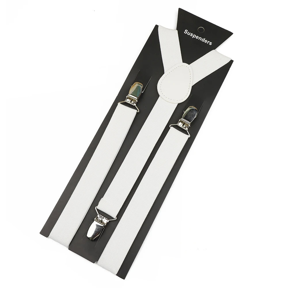 Solid Color Belt Men Women Suspenders Polyester Y-Back Adjustable Elastic Clip-on Braces Business Party Wedding Suit Accessories 250515