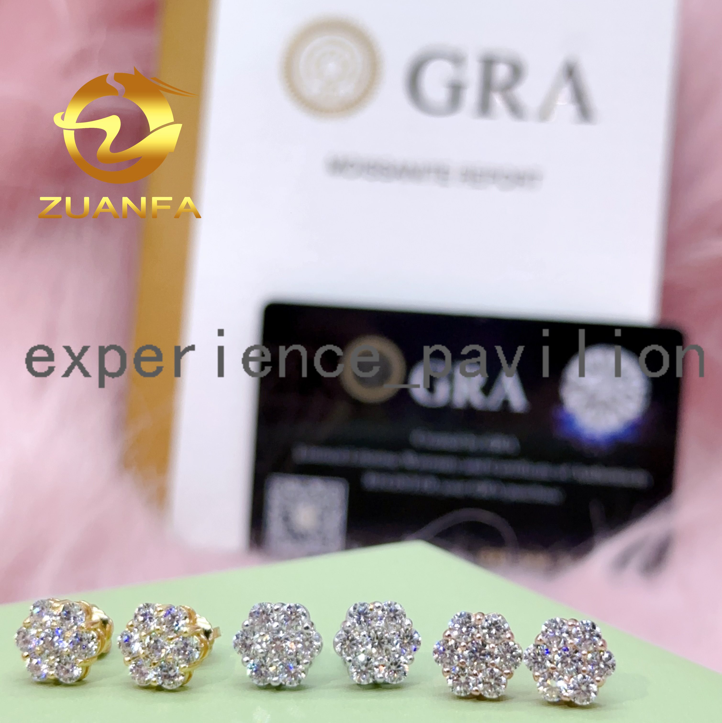 Gra Certificate Flower Cluster Moissanite Earrings 925 Sterling Silver Moissanite Stud Earrings for Men and Women