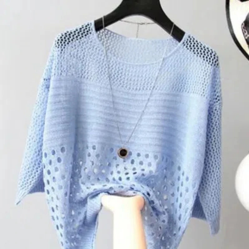 Spring and Summer Ice Silk Top Knitted Back Hollow Thin Bottom Suspender Street Womens Casual Shirt 13686 250515