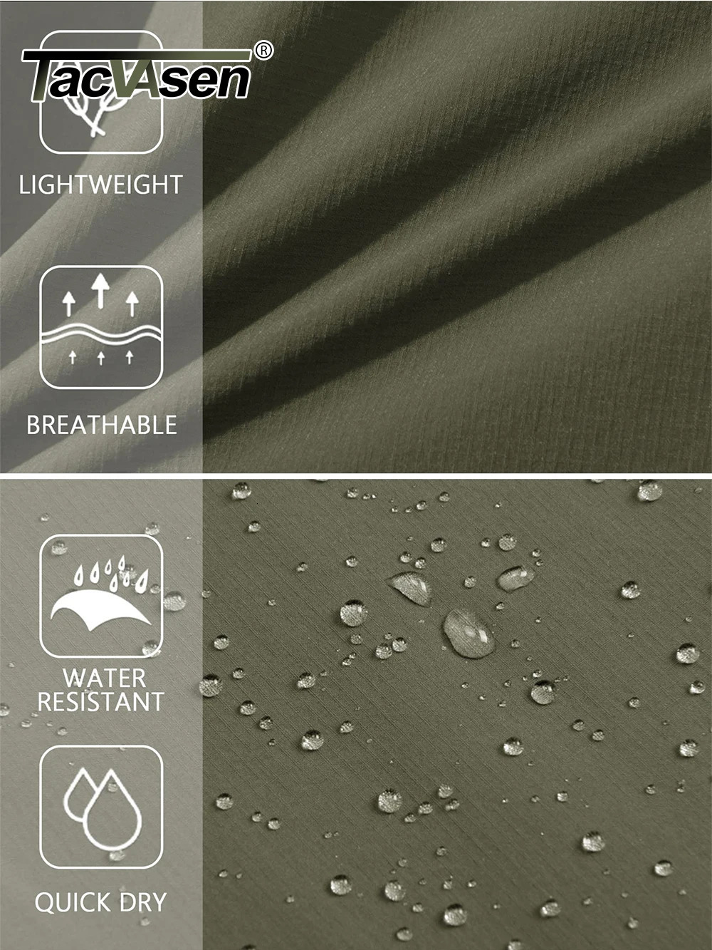 TACVASEN Summer Quick Drying Nylon Work Shorts Mens Casual Hiking Cargo Lightweight Outdoor Fishing Short Pants 250515