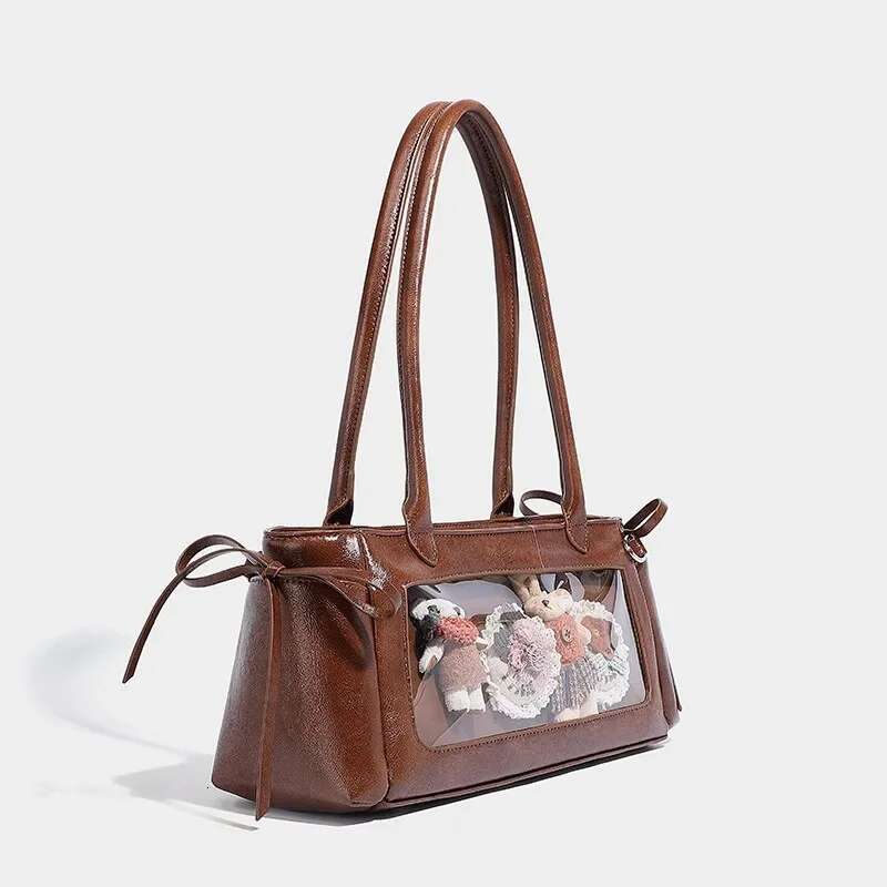 Cute Shoulder For Women Vintage Red Y2k Fashion Kawaii Bow Handbag Elegant Casual Transparent Lolita Jk Female Ita Bag
