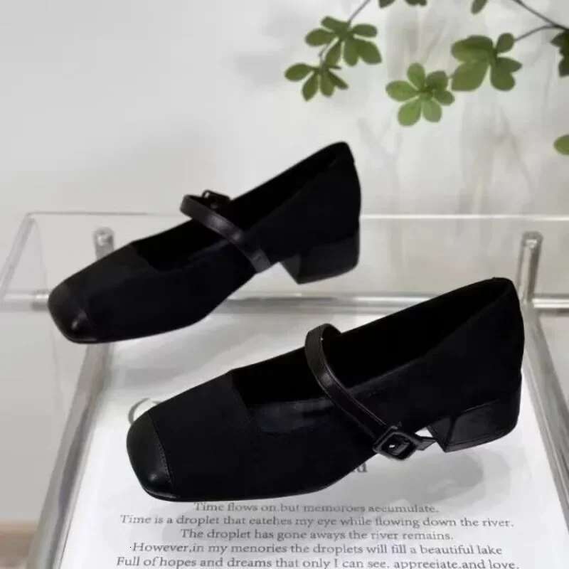 New Fashion Design Women's Flat Square Head Black Brown Casual Breathable Female Outdoor Woman Shoes