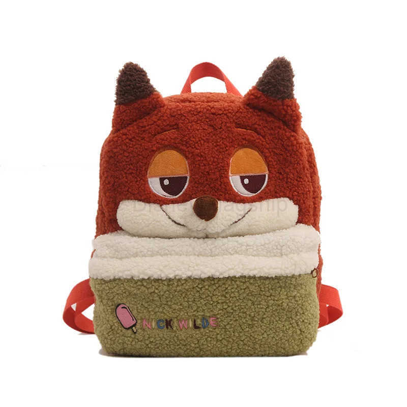 Disney 2024 New Childrens Bag Cartoon Cute Fox Rabbit Plush Backpack Boy and Girl Kindergarten School BagXJ250515