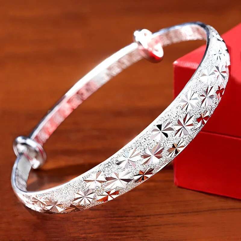 Sterling Sier Original Romantic Gypsophila Star Bangles For Women Fashion Bracelets Party Wedding Accessories Jewelry