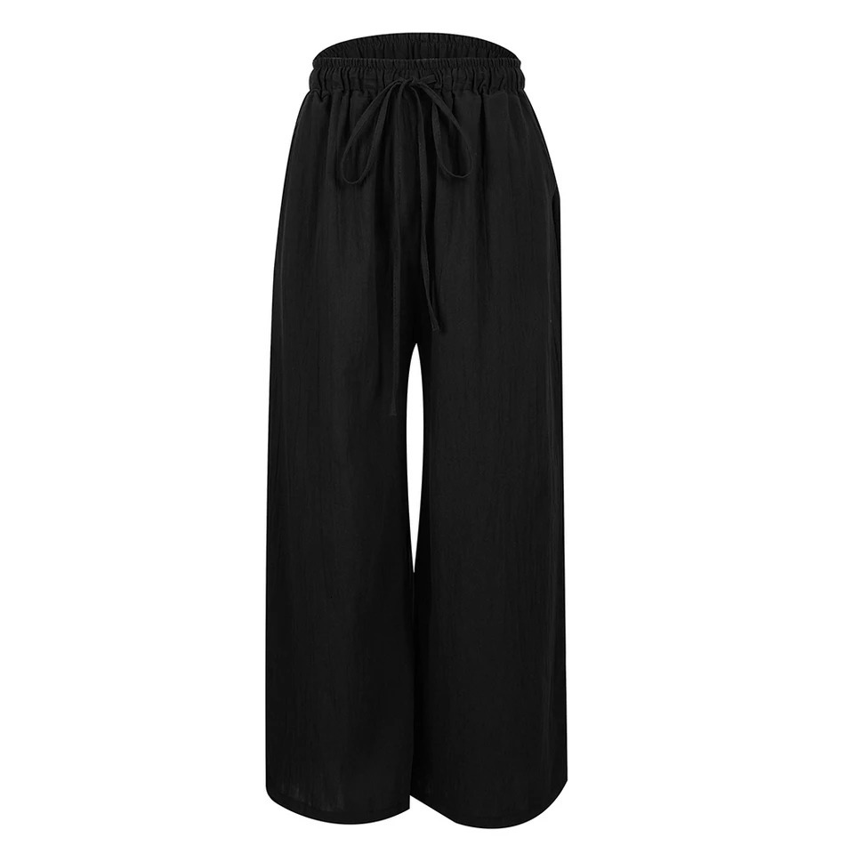 3XL 5XL Plus Size High Waist Long Pants for Women Clothing Summer Solid Casual Wide Leg Trousers Fashion Korean Female Clot 250515
