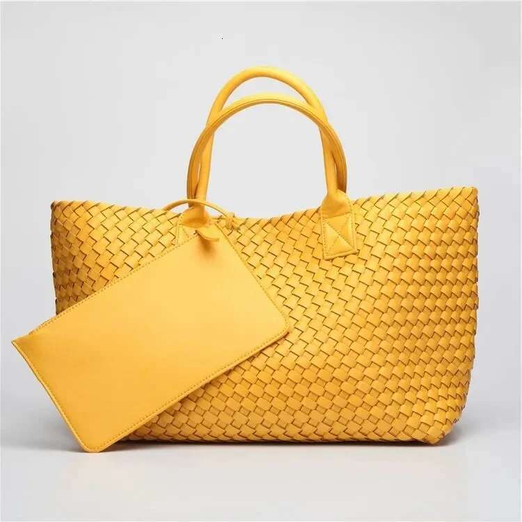 Woven Tote Women's Handbags Designer Large Shoulder For Women 2025 Fashion PU Shopper Purses Composited Bags Clutch