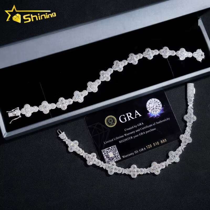 Pass Diamond Tester 10MM 13MM 925 Silver White Gold Cross Vvs Moissanite Hip Hop Iced Out Jewelry Tennis Bracelet