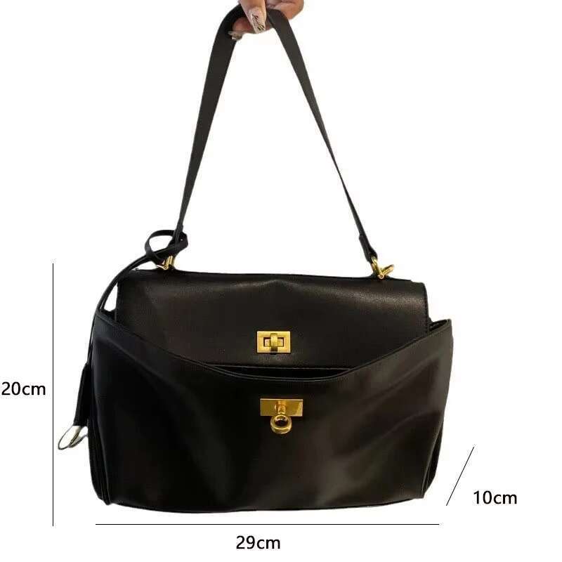 1pc Calfskin Woman Shoulder Bags Autumn Winter Genuine Leather Totes Fashion portable Gold Buckle Women HandBags