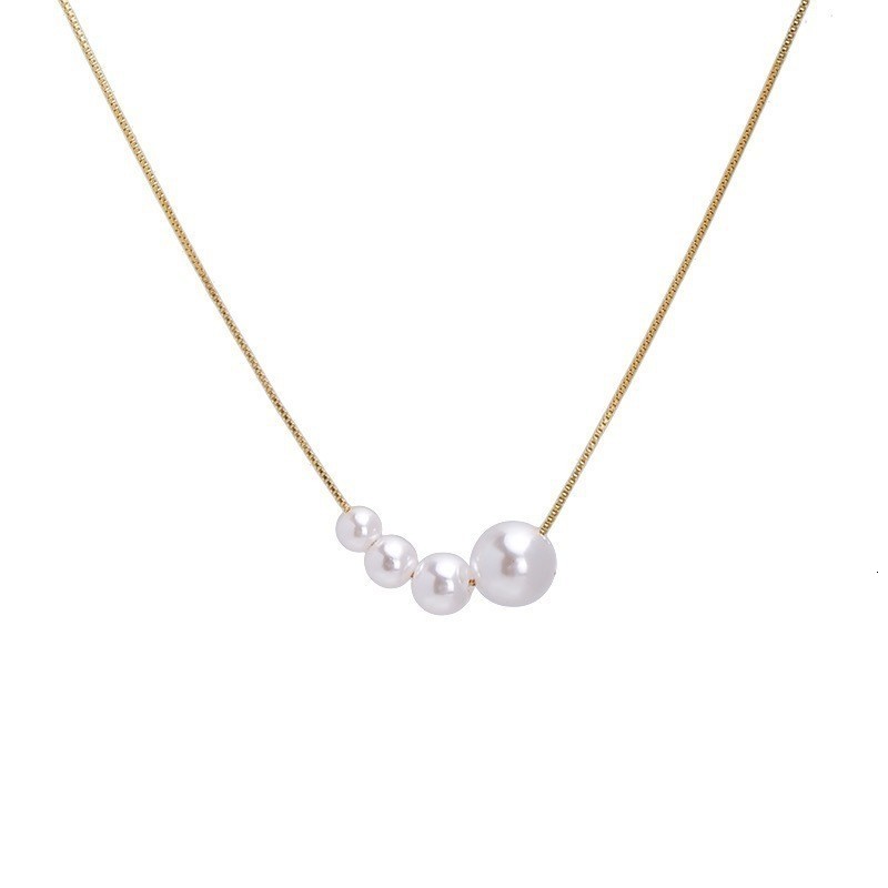 Simple temperament gold bean necklace womens new collarbone chain light luxury high-end neck chain accessory 241021