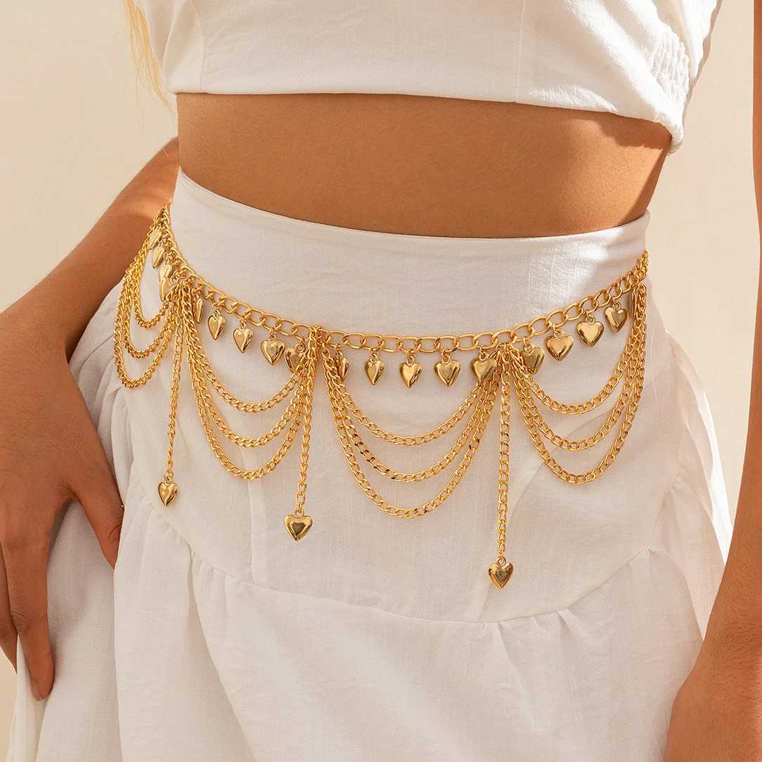 UK Multilayer Butterfly Ball Love Heart Pendant Tassel Lingerie Chain Waist Belly Belt Women Summer Bikini Body Jewelry Y250515