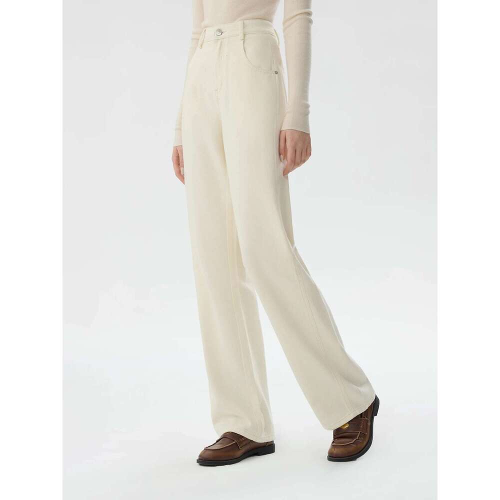 FSLE Straight Leg Jeans For In Autumn And Winter 2024 New Slim Versatile Casual Loose Women Pants 24Fs14495 Designer