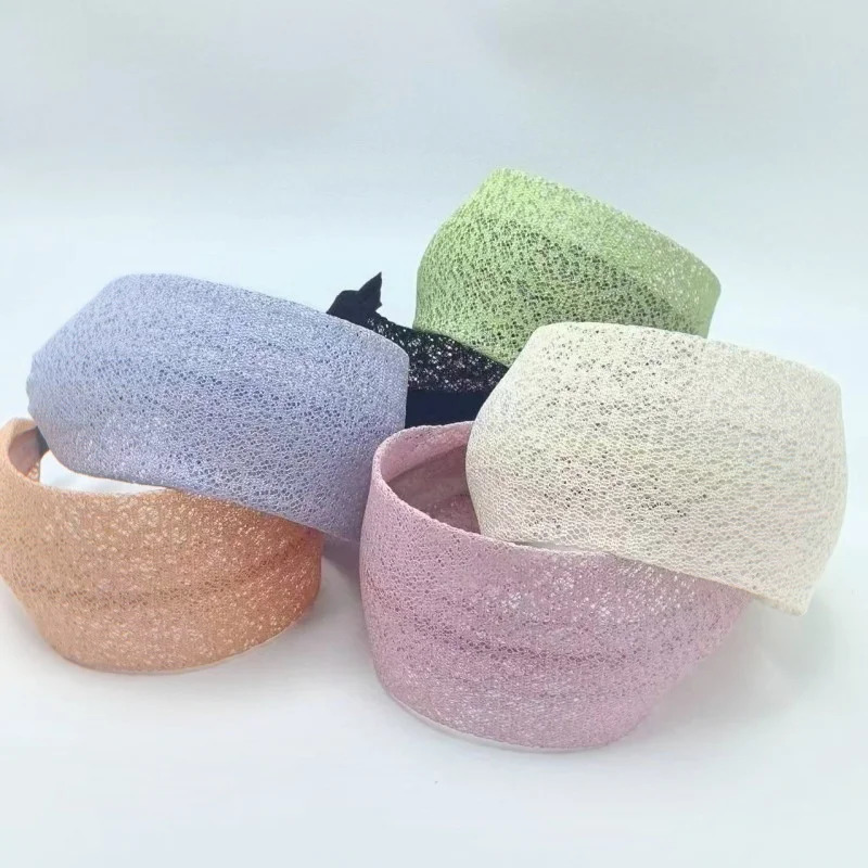 Fashionable Wide Lace Headband Anti-Slip n Stylish Wide Embroidered Border Womens Knitted Hair Accessories Elegant Style 250509