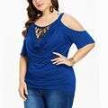 Plus Size Designer Clothing Women Womens Top T-shirt Men Tops Tee Shirt 2025 Large Lace Cold Solid Color Casual Round Neck Off Shoulder Womens Short S