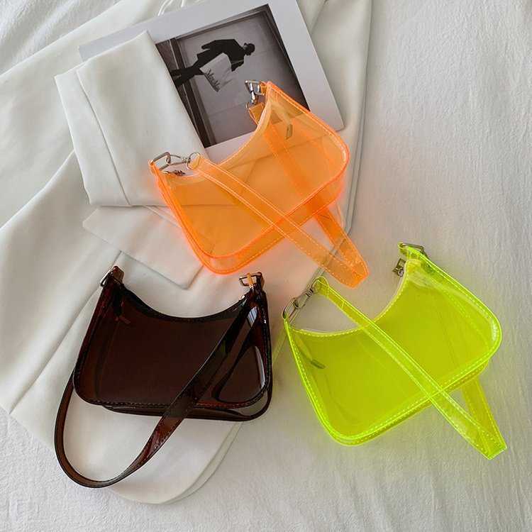 Transparent Bag Womens New Trendy Korean Version Fashion Jelly Bag Famous And Stylish One Shoulder Armpit Bag