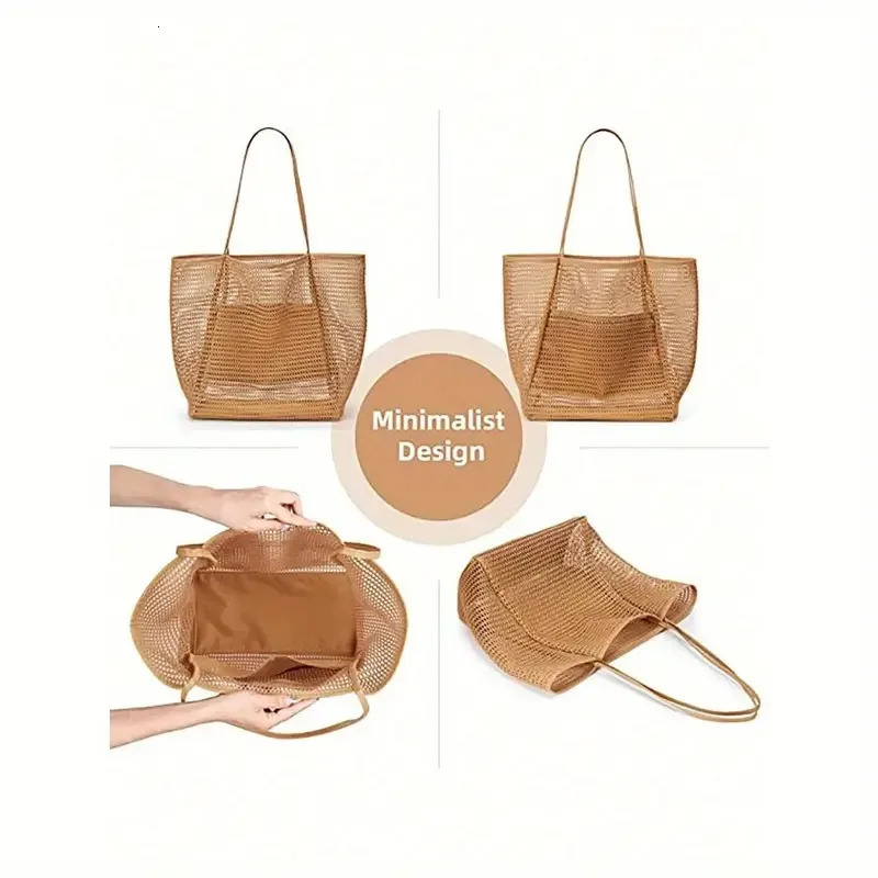 Mesh Beach Tote bag for Womens Shoulder Handbag Causal Hobo Pool Bags travel beach swimming bowls beach bags 250515