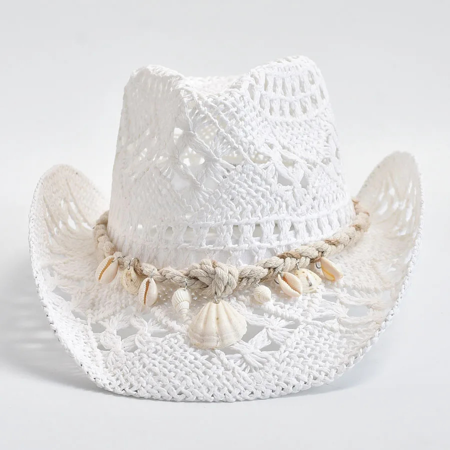 Summer Hand Woven Straw Hat for Women Shell Decoration Holiday Beach Sun Hat Chapeu Panama Feminino 250514