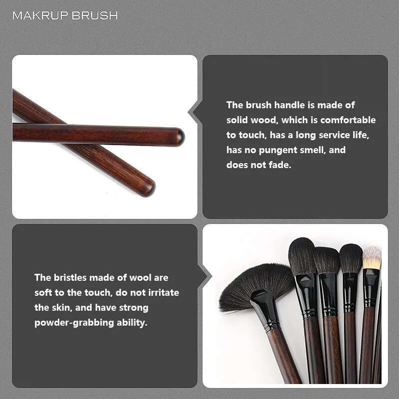 21 PCS Soft Goat Hair Wood Handle Brushes Set Professional Kit Makeup For Women Korean Cosmetics tools Beauty