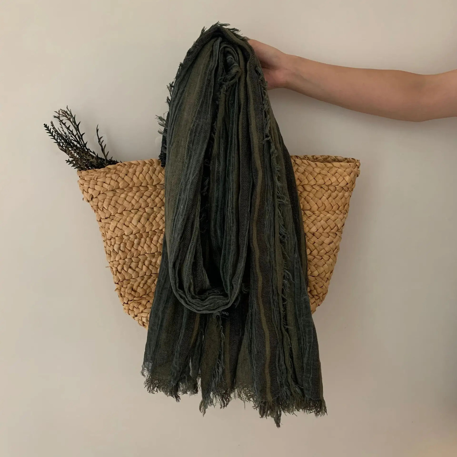 Cotton Linen Tie-dye Striped Mens Scarf Autumn Winter Warm Men Scarves Tassel Long Shawl Male Accessories Bufanda Wraps 250514