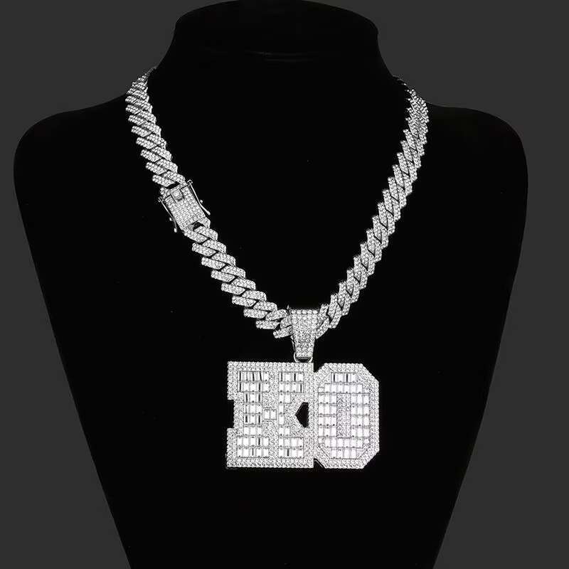 Exquisite Fashion Zircon KO Personality Pendant Hip Hop Chunky Necklace Jewelry for Men