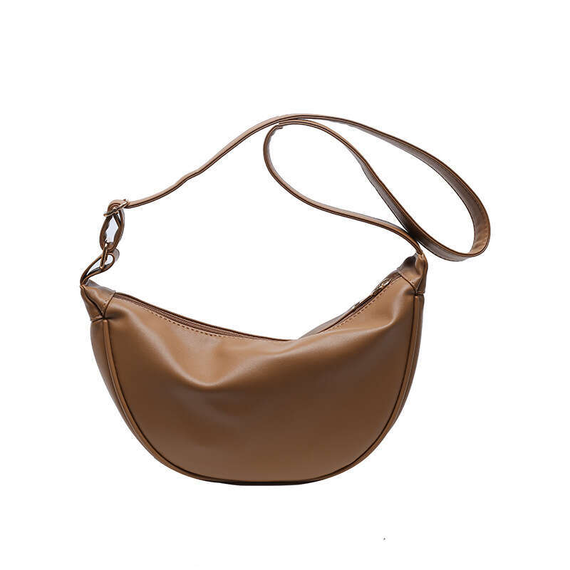 New western-style women's bag with fashionable texture, crossbody armpit bucket Japanese and Korean soft leather, solid color, single shoulder du