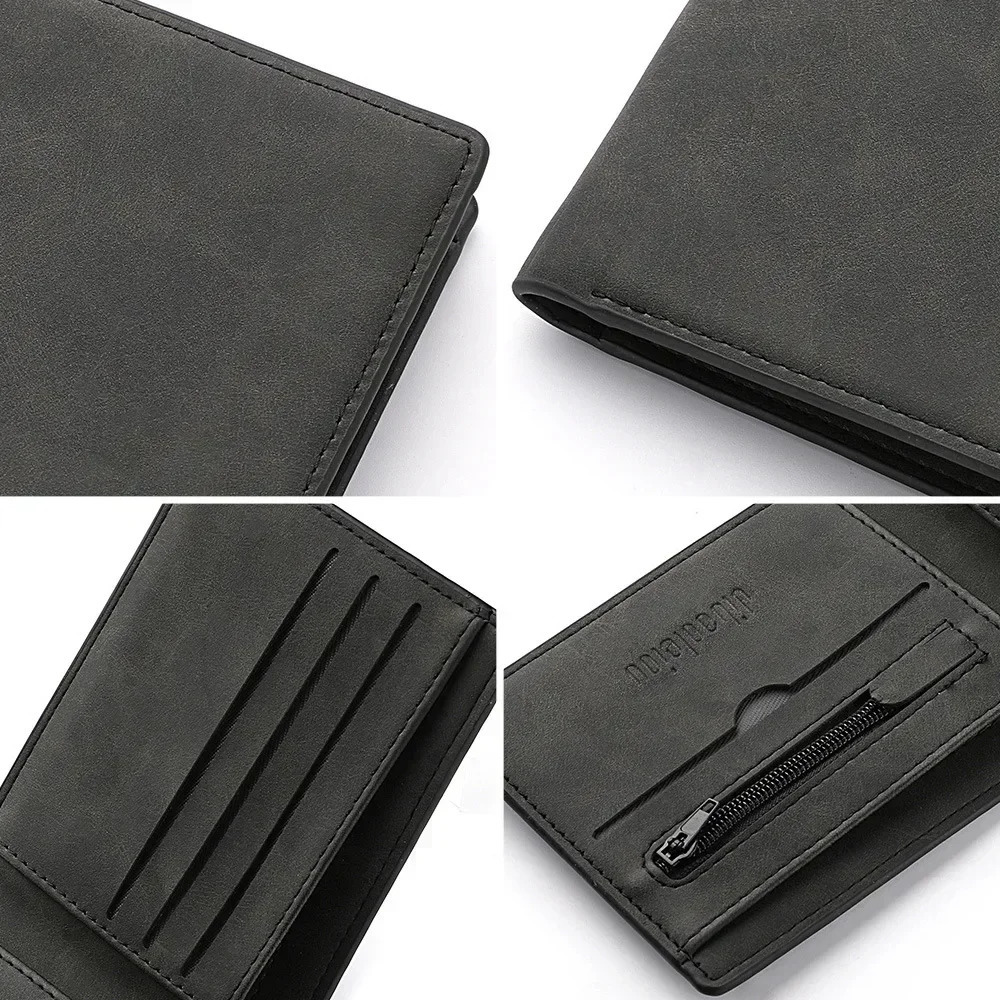Wallet Mens Genuine PU Leather Male Short Zipper Simple Soft Leather Light Money Clip Vintage Business Wallet Students 250514